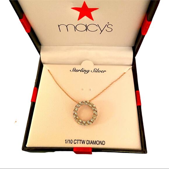 Diamond Circle Pendant Necklace (1/10 ct. t.w.) in Sterling Silver, NIB - Picture 2 of 7